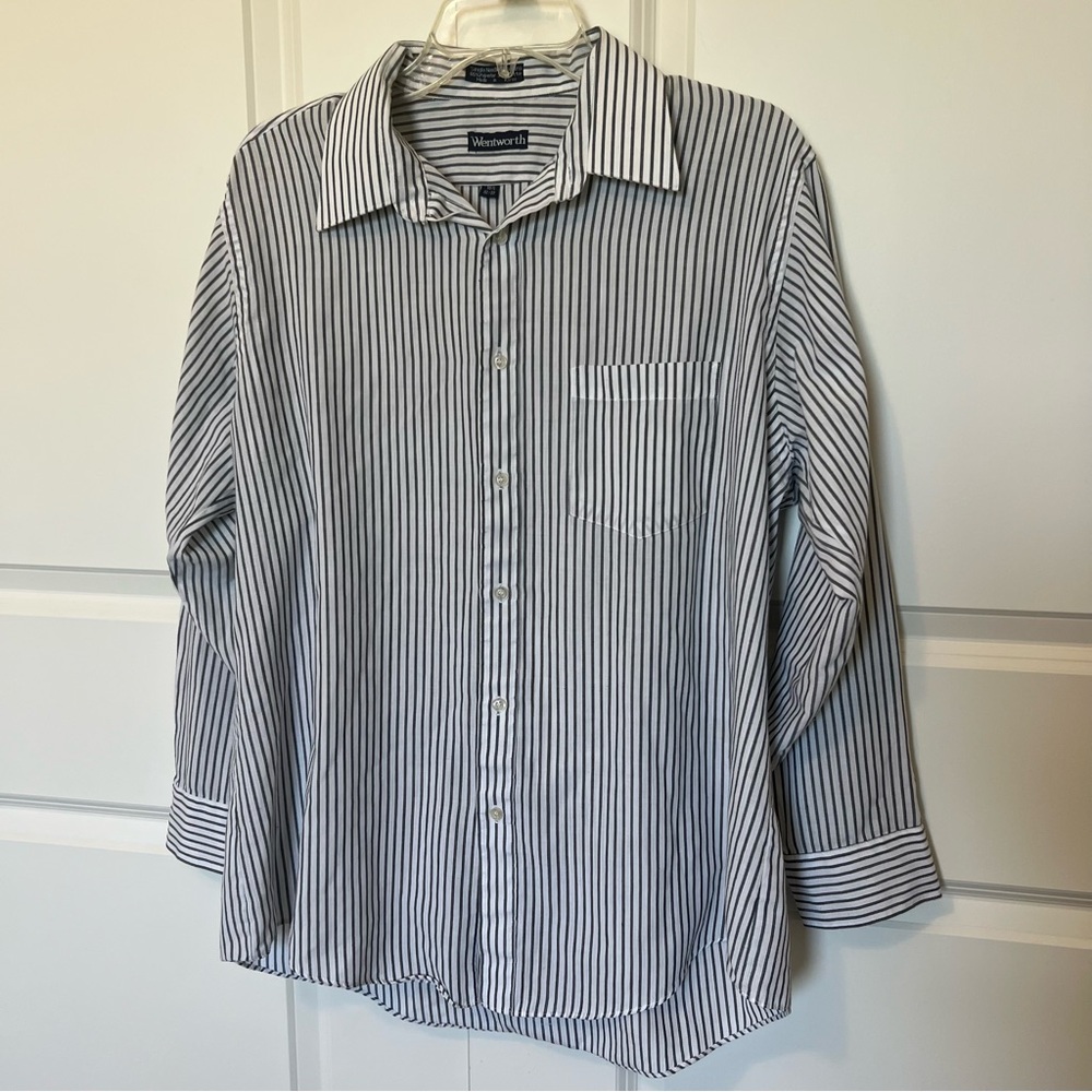 Vintage Wentworth Striped Casual Cotton Button Down Shirt, 80s Nautical Preppy